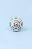 Striped Ceramic Cabinet Knob in Dark Green and Blue — alternate view, G Decor