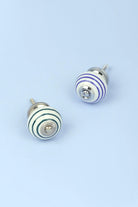 Striped Ceramic Cabinet Knob in Dark Green and Blue — G Decor
