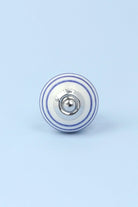 Striped Ceramic Cabinet Knob in Dark Green and Blue — close-up view, G Decor