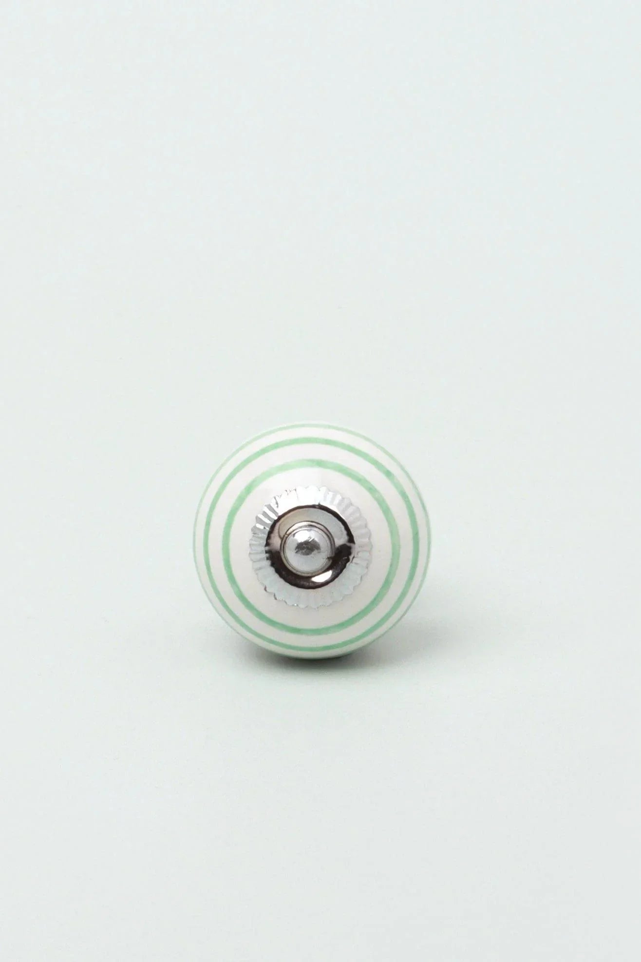 Striped Ceramic Cabinet Knob in Grey and Green — close-up view, G Decor