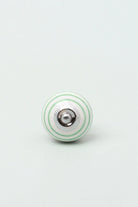 Striped Ceramic Cabinet Knob in Grey and Green — close-up view, G Decor