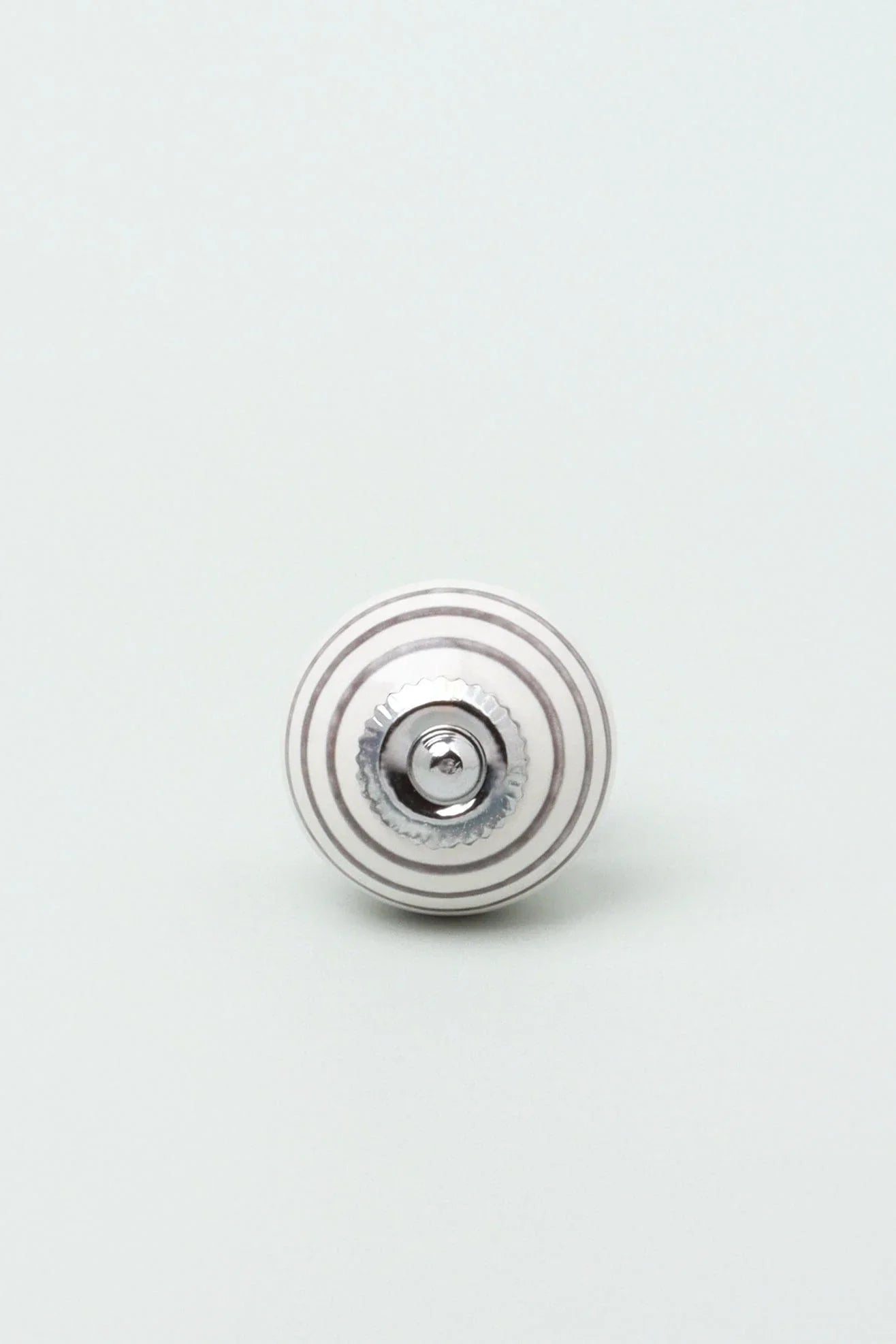 Striped Ceramic Cabinet Knob in Grey and Green — alternate view, G Decor