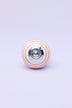 Striped Hand-Painted Ceramic Cabinet Knob in Pink and Yellow — close-up view, G Decor