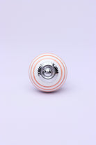 Handcrafted & Handpainted Striped Ceramic Door Knobs White Base Cupboard Pull Handles In Pink And Yellow - G Decor