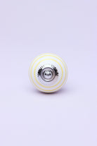 Striped Hand-Painted Ceramic Cabinet Knob in Pink and Yellow — alternate view, G Decor