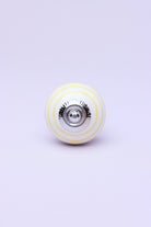 Handcrafted & Handpainted Striped Ceramic Door Knobs White Base Cupboard Pull Handles In Pink And Yellow - G Decor