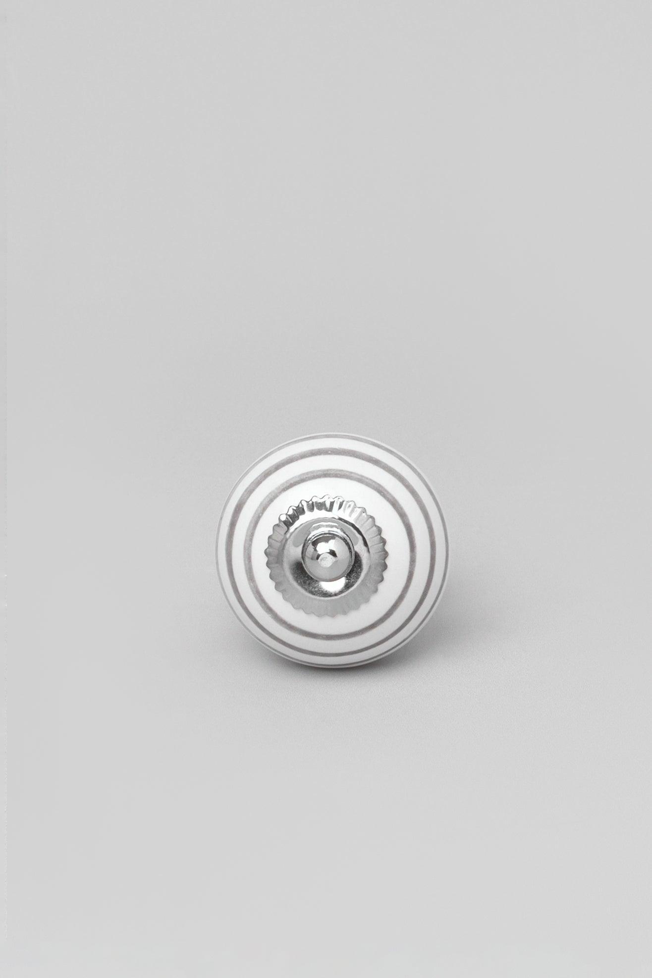 Handcrafted & Handpainted Striped Ceramic Door Knobs White Base Cupboard Pull Handles In Red, Light Green And Dark Gray - G Decor