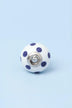 Polka Dot Ceramic Cabinet Knob in Dark Blue and Green — close-up view, G Decor