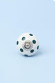 Handcrafted & Handpainted White Base Polka Dot Ceramic Door Knobs In Darks Blue And Green - G Decor