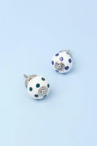 Polka Dot Ceramic Cabinet Knob in Dark Blue and Green — G Decor