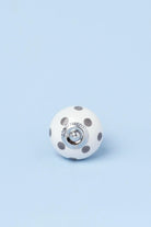 Polka Dot Ceramic Cabinet Knob in Light Green and Grey — close-up view, G Decor