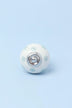 Polka Dot Hand-Painted Ceramic Cabinet Knob in Light Blue and Grey — close-up view, G Decor