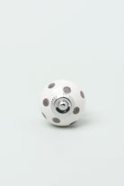 Handcrafted & Handpainted White Base Polka Dot Ceramic Door Knobs In Mint and Dark Grey - G Decor