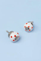 Polka Dot Hand-Painted Ceramic Cabinet Knob in Orange and Red — G Decor