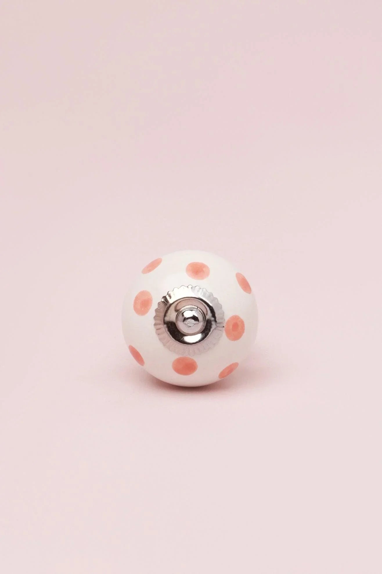 Polka Dot Ceramic Cabinet Knob in Pastel Yellow and Baby Pink — alternate view, G Decor