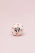 Polka Dot Ceramic Cabinet Knob in Pastel Yellow and Baby Pink — alternate view, G Decor