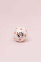 Handcrafted & Handpainted White Base Polka Dot Ceramic Door Knobs In Pastel Yellow And Baby Pink - G Decor