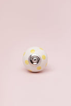 Handcrafted & Handpainted White Base Polka Dot Ceramic Door Knobs In Pastel Yellow And Baby Pink - G Decor