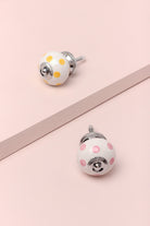 Handcrafted & Handpainted White Base Polka Dot Ceramic Door Knobs In Yellow And Pink - G Decor