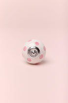 Handcrafted & Handpainted White Base Polka Dot Ceramic Door Knobs In Yellow And Pink - G Decor