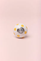 Polka Dot Hand-Painted Ceramic Cabinet Knob in Yellow and Pink — close-up view, G Decor