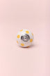 Polka Dot Hand-Painted Ceramic Cabinet Knob in Yellow and Pink — close-up view, G Decor