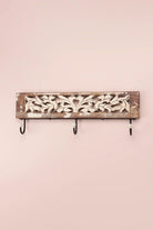 Antique Floral Carved Mango Wood Wall Hook Rack — alternate view, G Decor