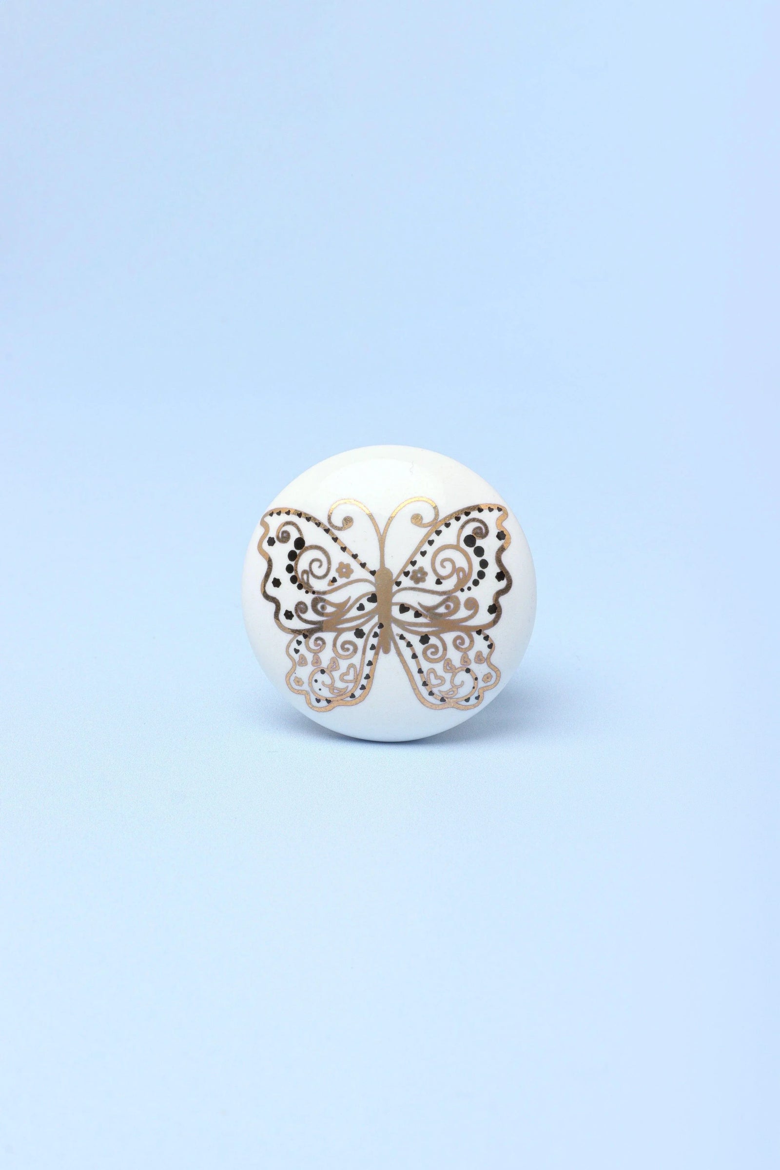 Golden Butterfly Graceful Ceramic Cabinet Knob — view 5, G Decor