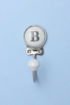 Personalised Monogram Alphabet Ceramic Wall Coat Hook with Chrome — lifestyle view, G Decor