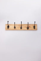 Handcrafted Reclaimed Wood & Cast Iron Wall Rack – 5-Hook Vintage Coat & Hat Hanger - G Decor
