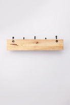 Reclaimed Wood and Cast Iron Wall Rack with Vintage Hooks — close-up view, G Decor