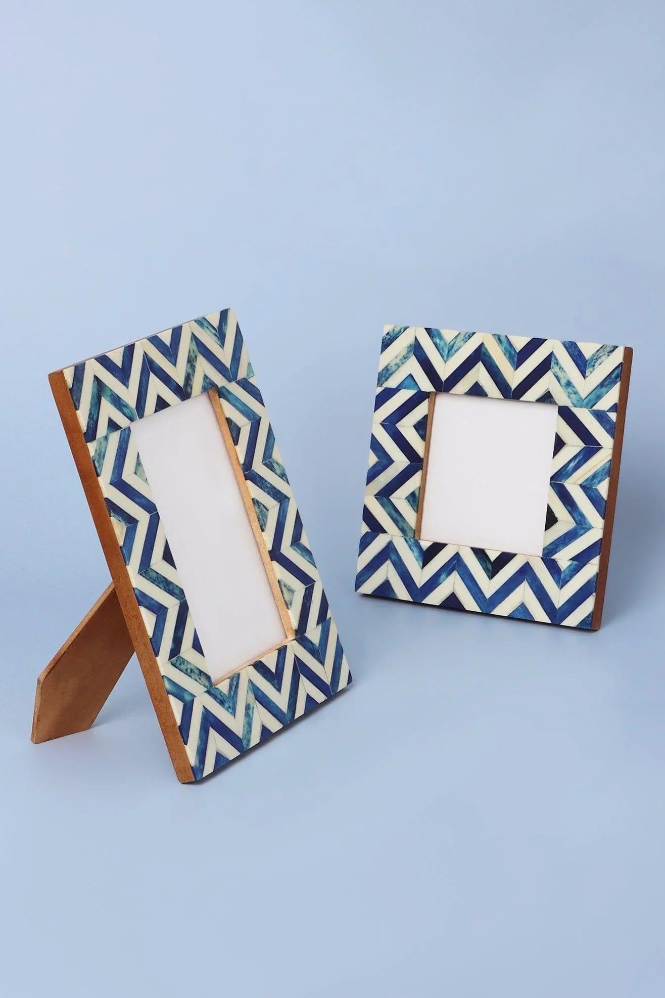 Blue Wave Chevron Photo Frame — close-up view, G Decor