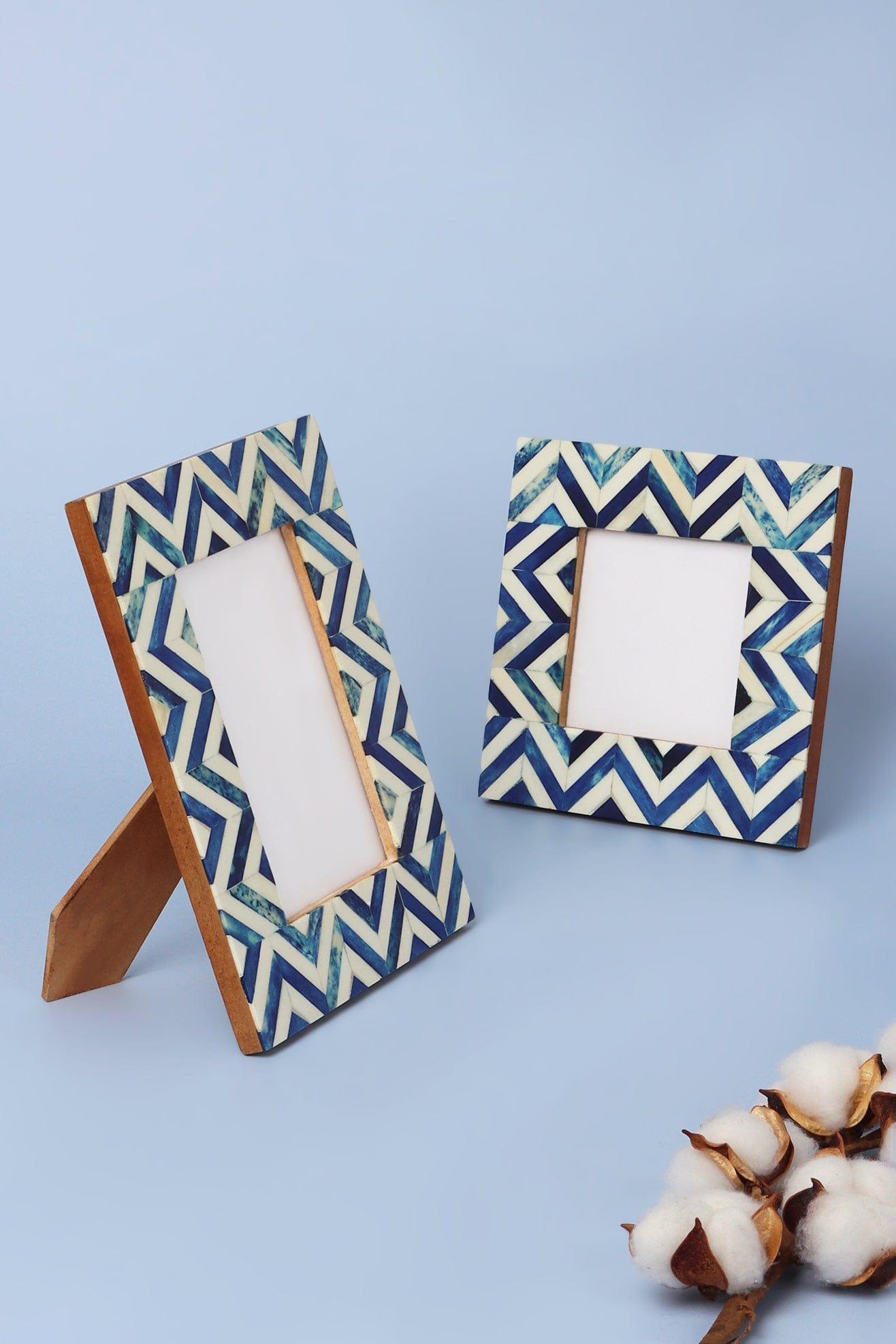 Handmade Blue Wave Stylish Photo Frames Decorative Chevron Picture Frame - G Decor