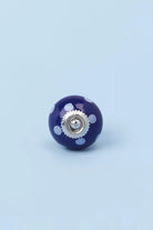 Polka Dot Ceramic Cabinet Knob in Dark Green and Dark Blue — close-up view, G Decor