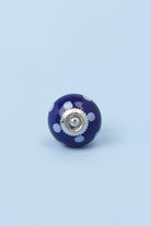 Handmade Hand-Painted Polka Dot Ceramic Door Knob In Dark Green and Dark Blue - G Decor