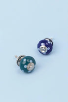 Polka Dot Ceramic Cabinet Knob in Dark Green and Dark Blue — G Decor