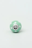 Polka Dot Ceramic Cabinet Knob in Mint and Dark Grey — alternate view, G Decor