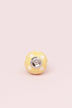 Polka Dot Ceramic Cabinet Knob in Pastel Pink and Yellow — close-up view, G Decor