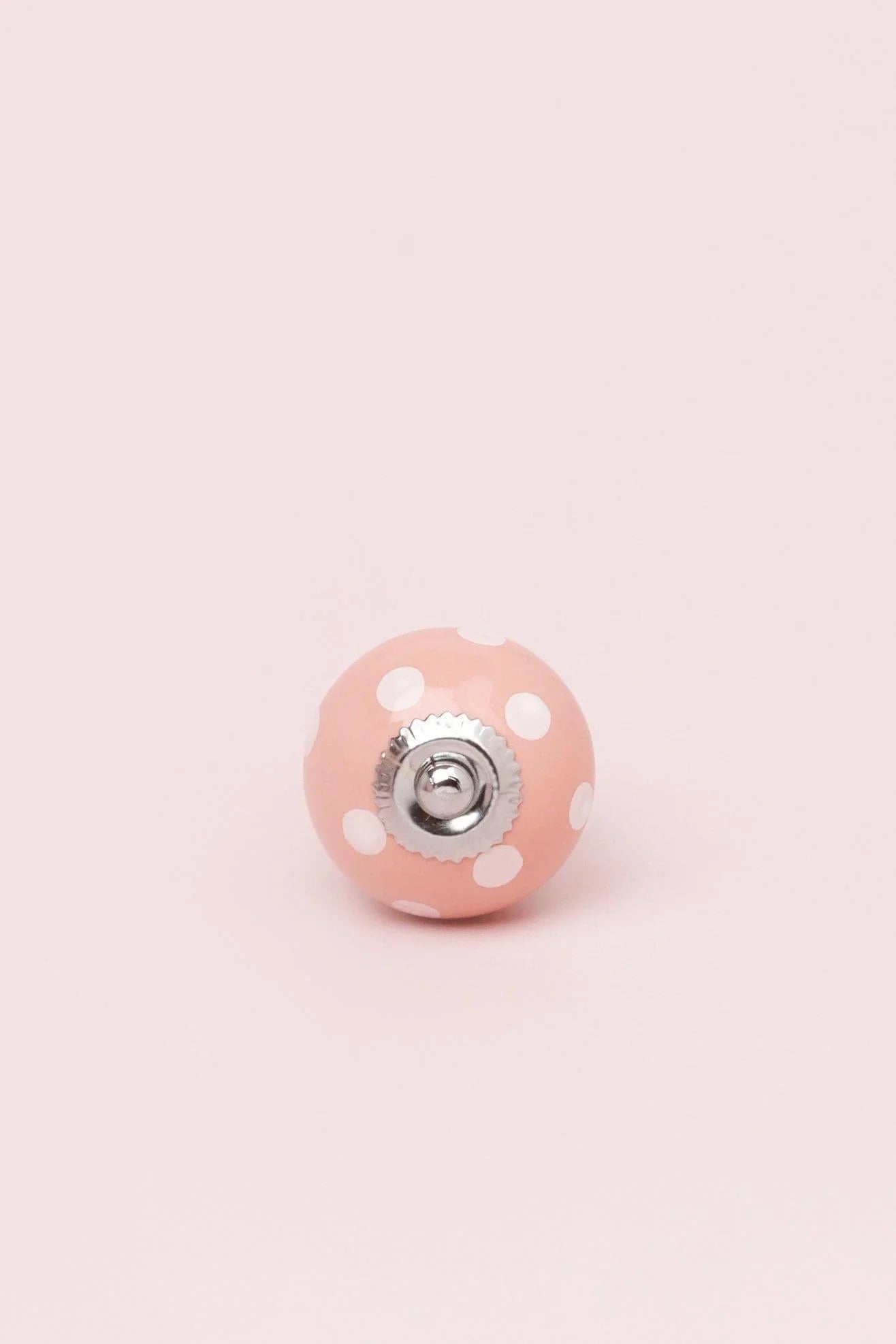 Polka Dot Ceramic Cabinet Knob in Pastel Pink and Yellow — alternate view, G Decor