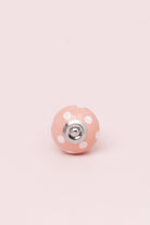 Polka Dot Ceramic Cabinet Knob in Pastel Pink and Yellow — alternate view, G Decor