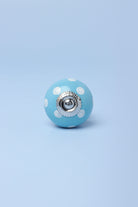 Handmade Hand-Painted Polka Dot Ceramic Door Knob In Pink And Light Blue - G Decor