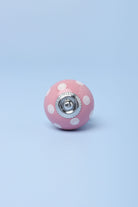 Handmade Hand-Painted Polka Dot Ceramic Door Knob In Pink And Light Blue - G Decor