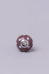 Polka Dot Ceramic Cabinet Knob in Purple and Dark Grey — close-up view, G Decor