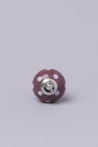 Handmade Hand-Painted Polka Dot Ceramic Door Knob In Purple And Dark Grey - G Decor