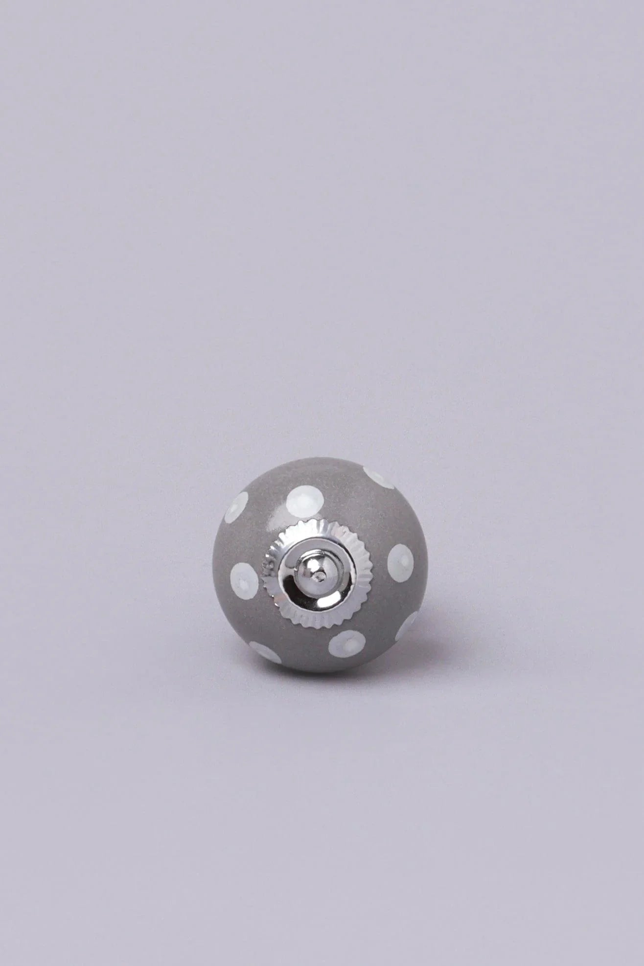 Polka Dot Ceramic Cabinet Knob in Purple and Dark Grey — alternate view, G Decor
