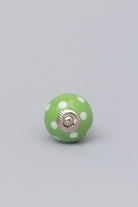 Polka Dot Ceramic Cabinet Knob in Red Light Green and Orange — alternate view, G Decor