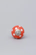 Handmade Hand-Painted Polka Dot Ceramic Door Knob In Red, Light Green And Orange - G Decor