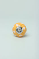 Hand-Painted Polka Dot Ceramic Cabinet Knob in Yellow and Grey — alternate view, G Decor