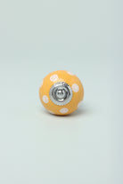 Handmade Hand-Painted Polka Dot Ceramic Door Knob In Yellow And Grey - G Decor