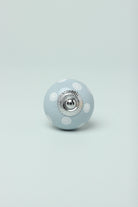 Handmade Hand-Painted Polka Dot Ceramic Door Knob In Yellow And Grey - G Decor